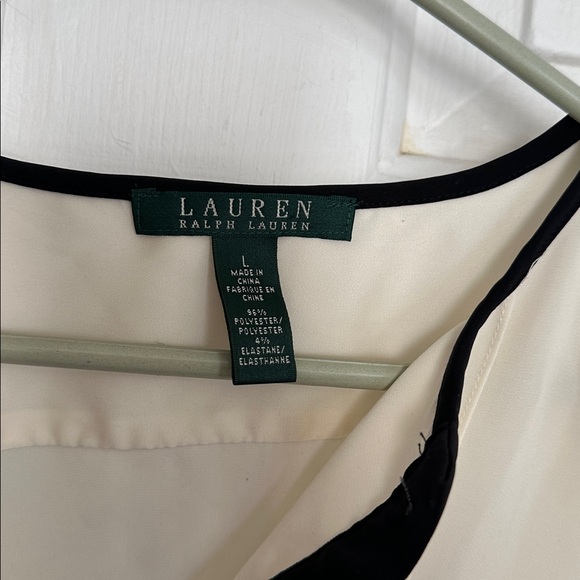 Lauren Ralph Lauren cream and black long sleeve button down size large - Picture 4 of 4